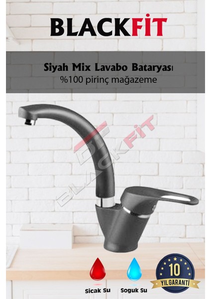 Siyah Mix Banyo Bataryası Mutfak Bataryası Lavabo Bataryası Pervaneli Duş Başlığı Set fırsatları