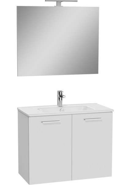 Ardea 69562 Banyo Dolabı Seti Kapaklı, 80 Cm, Parlak Beyaz