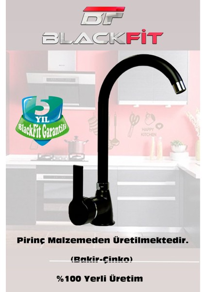 Siyah Delta 3 Lü Banyo Duş Bataryası Musluğu Seti Mutfak ve Lavabo 5 Yıl Garanti