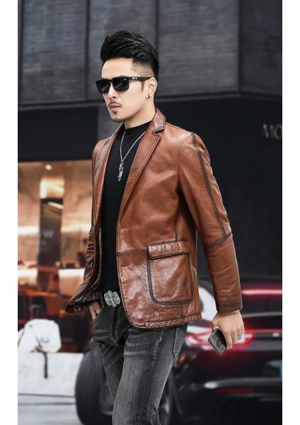 Deri Slim Fit Erkek Ceket modelleri