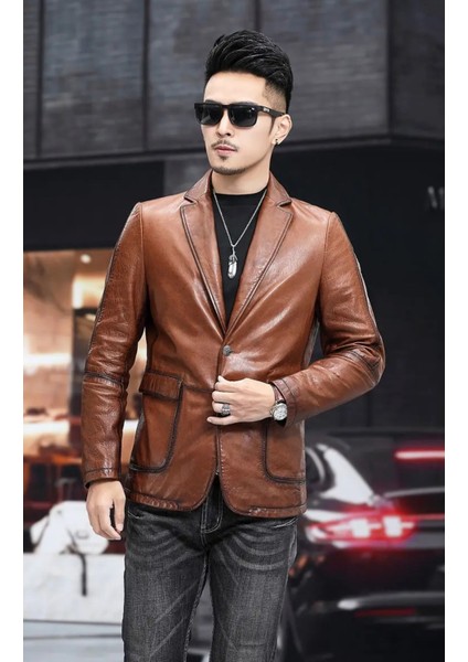 Deri Slim Fit Erkek Ceket fırsatları