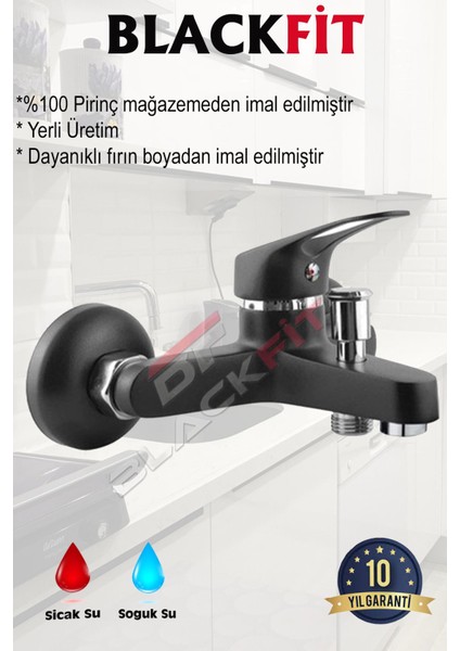 Siyah Yağmurlama Tepe Duş Seti Banyo Mutfak Lavabo Bataryası Çift Su Girişli