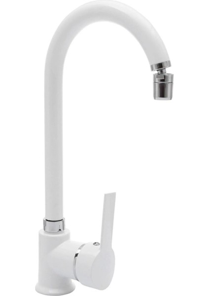 Beyaz Armatür Oynar Perlatörlü Mutfak Evye Bataryası 360 Derece Sıcak Soğuk Su Girişli fiyatları