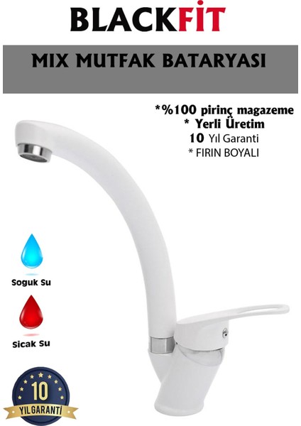 Beyaz Mix Eviye Bataryası Çift Su Girişli Aç Kapa Mutfak Bataryası fiyatları