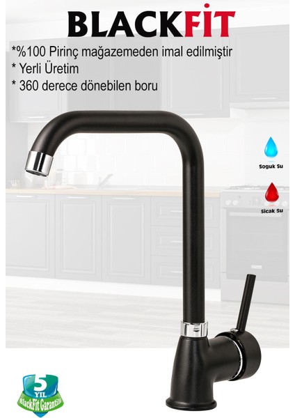 Siyah Delta Mutfak Bataryası Mutfak Musluğu Eviye Bataryası Çift Su Girişli 5 Yıl Garantili fiyatları