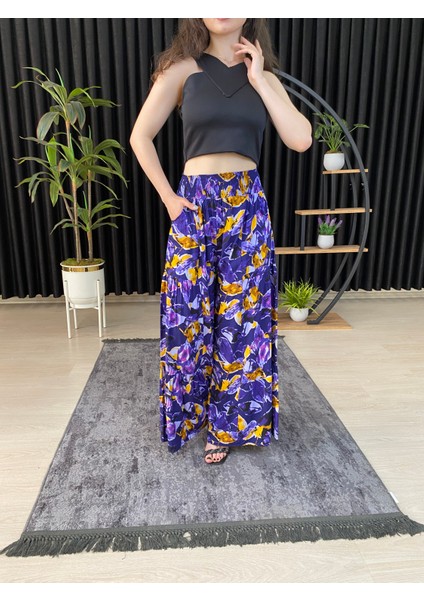 Espoirplus Kadın Çiçek Desenli Büzgülü Likralı Dokuma Pantolon Etek modelleri