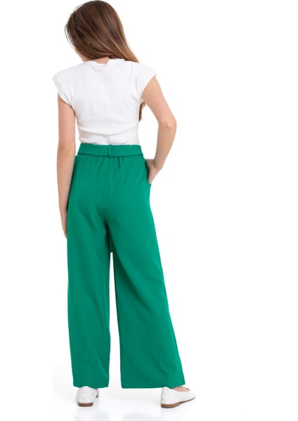 Beli Lastikli Paçası Yırtmaçlı Kuşaklı Kız Çocuk Pantolon fırsatları