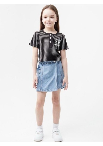 Kız Çocuk Lc Aplikeli Çizgili Crop T-Shirt fırsatları