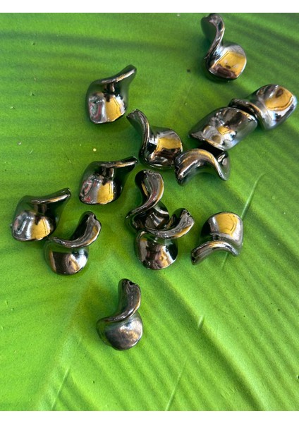 3x2 cm 13 Adet Füme Parlak Delikli Takı Boncuğu