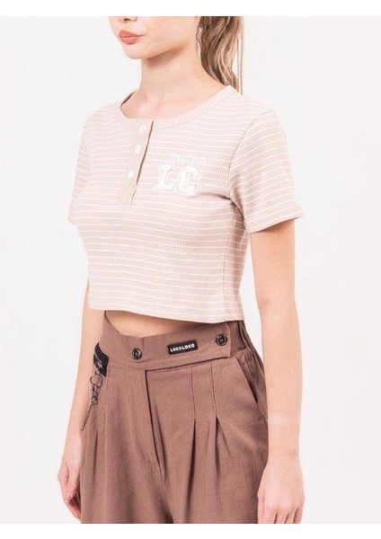 Kız Çocuk Lc Aplikeli Çizgili Crop T-Shirt fırsatları