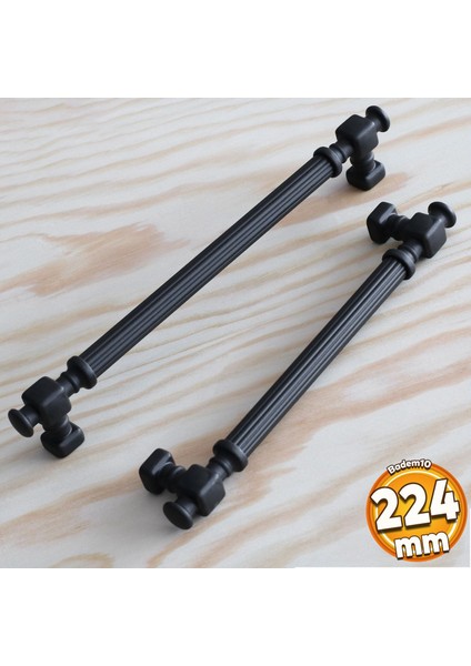 Talas Mat Siyah Çizgili Metal Kulp 224 mm 22.4 cm Mobilya Mutfak Dolap Çekmece Dolabı Kapak Kulpları Kulb