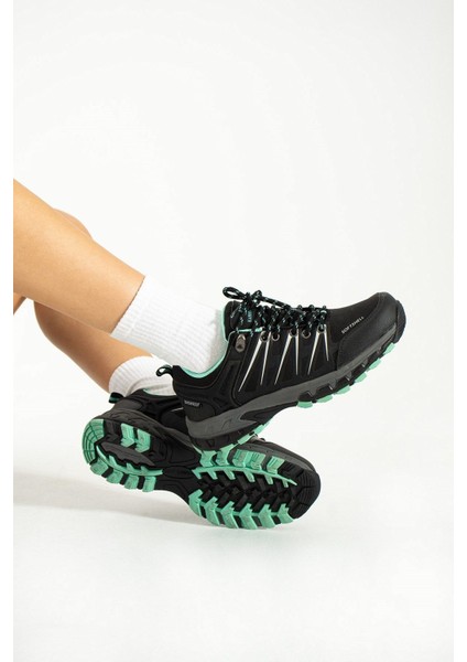 Tekno Trust Kısa Topuklu (1- 4 Cm) Garson Ayakkabı Su Geçirmez Siyah-Turkuaz Outdoor Unisex Ayakkabı Bağcıklı R fiyatları