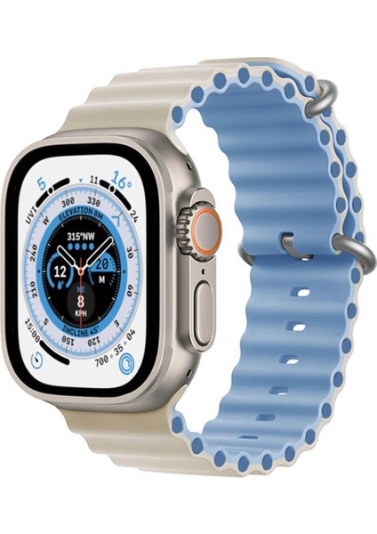 Apple Watch Uyumlu Ultra Çift Renk Ocean Loop Kordon Kayış 42 44 45 49MM