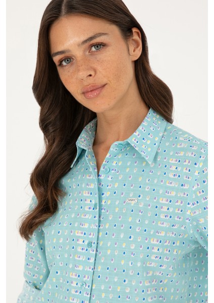 Kadın Mint Gömlek Desenli 50280941-VR090 fiyatları