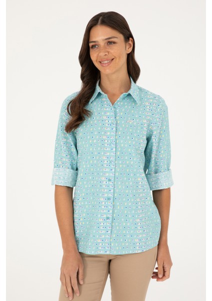 Kadın Mint Gömlek Desenli 50280941-VR090 modelleri