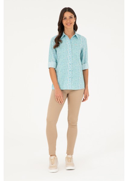 Kadın Mint Gömlek Desenli 50280941-VR090 fırsatları