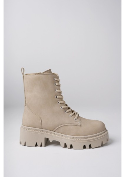 Tekno Trust Regular Bej Mat Kalın Taban Postal Tekstil Düz Kısa Topuklu (1- 4 Cm) Smart Suni Deri Günlük Suya D modelleri