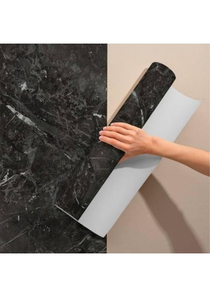 Siyah Mermer Desenli Yapışkanlı Kaplama Kağıt Tezgah Dolap Mutfak Kağıdı Su Geçirmez 5 M x 60 cm fırsatları