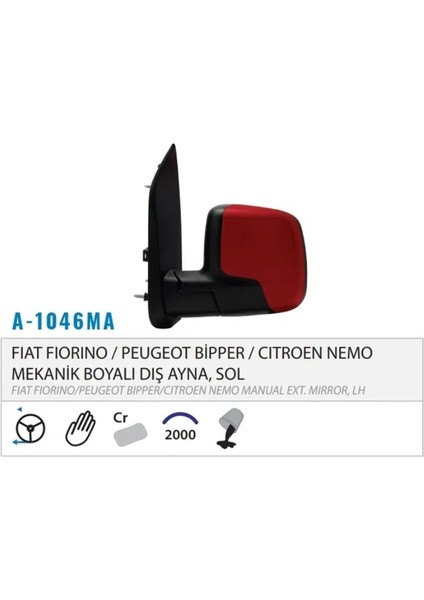 Fiorino Nemo Bipper Sol Dış Dikiz Ayna Mekanik Astarlı 2007-2014 Arası 735460570 8153.VG