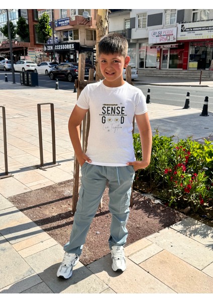 Çocuk Beli Lastikli Kanvas Dokuma Okul Pantolonu