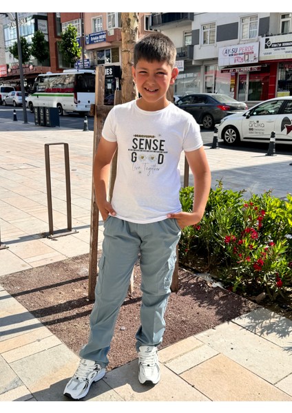 Çocuk Beli Lastikli Kanvas Dokuma Okul Pantolonu fırsatları