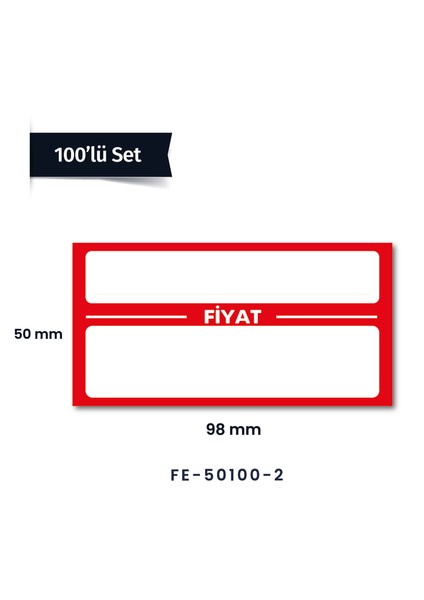 100 Adet Selefonlu Karton Raf Fiyat Etiketi 5 x 10 cm