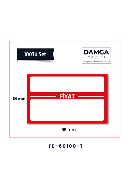 Damga Market 100 Adet Selefonlu Karton Raf Fiyat Etiketi 6 x 10 cm