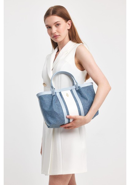 Havana Gökyüzü Mavisi Kumaş Detaylı Kadın El Çantası