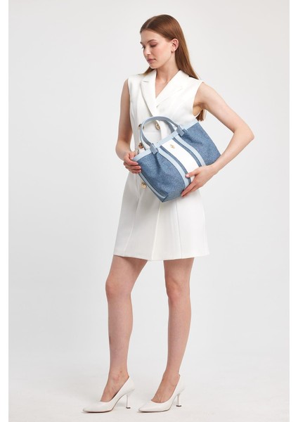 Havana Gökyüzü Mavisi Kumaş Detaylı Kadın El Çantası fırsatları