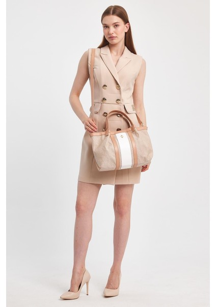 Havana Kum Beji Kumaş Detaylı Kadın El Çantası fırsatları