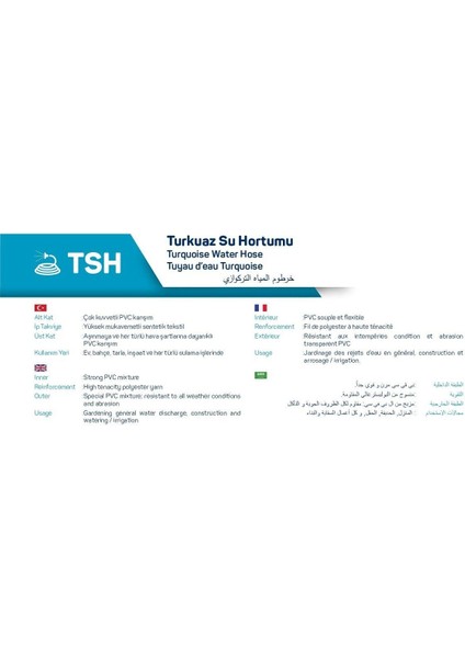 Tekno Trust 25+ Turkuaz Su Hortumu Tsh Market Tipi 1/2 30 Metre