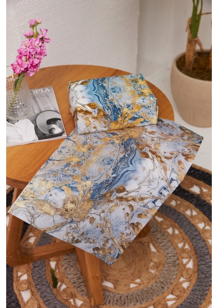 Hediye Paketleme Kağıdı Kitap Kılıfı 50 Adet Özel Ebruli Baskılı Ambalaj Kağıdı 110 gr 48 x 68 cm