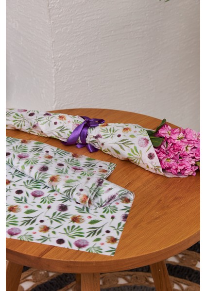 Hediye Paketleme Kağıdı 50 Adet Bahar Çiçekleri Baskılı Pelur 48 x 68 cm