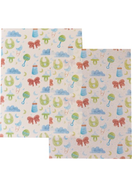 Hediye Paketleme Kağıdı Çocuk Eşya Paketleme 50 Adet Özel Baby Baskılı Pelur 30 gr 48 x 68 cm