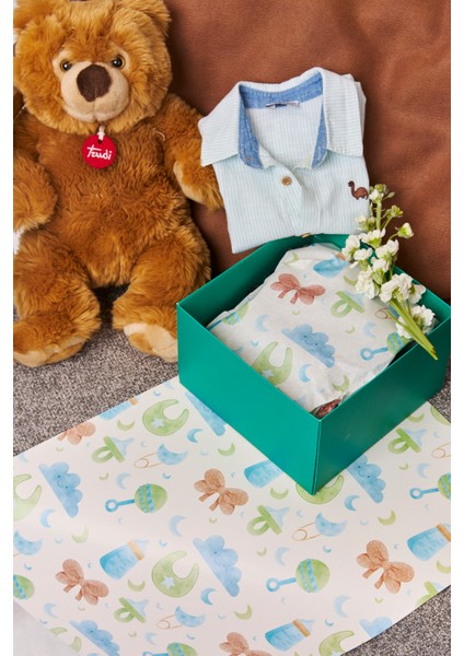 Hediye Paketleme Kağıdı Çocuk Eşya Paketleme 50 Adet Özel Baby Baskılı Pelur 30 gr 48 x 68 cm