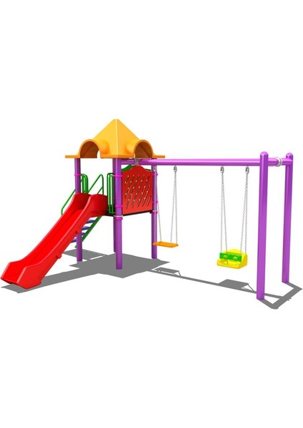 Bir Kuleli, Bir Kaydıraklı, Ikili Salıncaklı, Çocuk Oyun Parkı | 5.5x4.5m