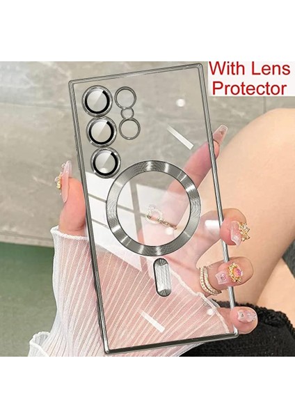 Galaxy S24 Ultra Silikon Kılıf Lens ve Hoparlör Toz Korumalı Kablosuz Şarj Özellikli Arkası Şeffaf