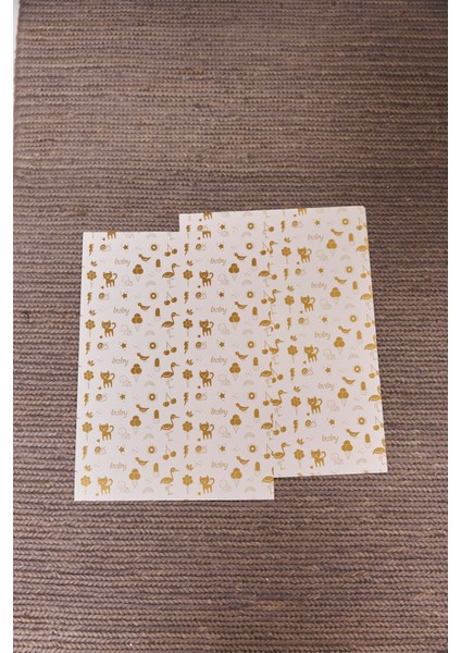 Hediye Paketleme Kağıdı Bebek Eşya Paketleme 50 Adet Özel Gold Bebek Baskılı Ambalaj Kağıdı 110 gr 24 x 34 cm indirimleri