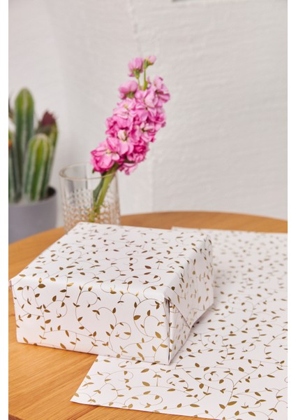 Hediye Paketleme Kağıdı 50 Adet Özel Sarmaşık Baskılı Ambalaj Kağıdı 110 gr 24 x 34 cm fiyatları
