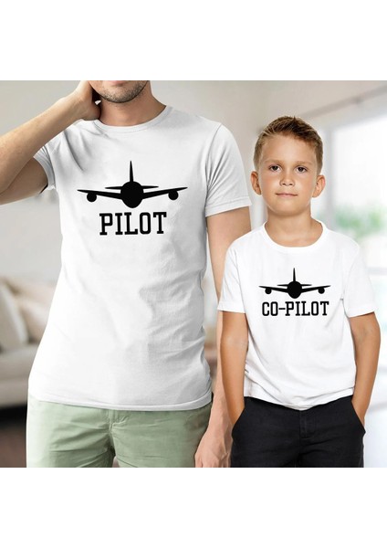 Baba Oğul Pilot Co-Pilot Tshirt (Tek Ürün Fiyatıdır Kombin Yapmak Için 2 Adet Sepete Ekleyiniz)