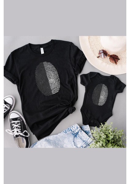 Siyah Beyaz Parmak Izi Baba Oğul Kız Tek Ürün Fiyatıdır Kombin Yapmak Için En Az 2 Adet Sepete Ekle