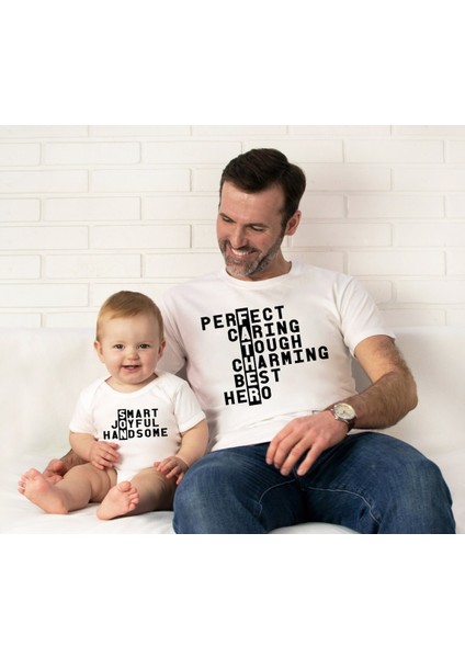 Baba Oğul Perfect Father Smart Son Zıbın Tshirt (Tek Ürün Fiyatıdır Kombin Yapmak Için 2 Adet Sepete