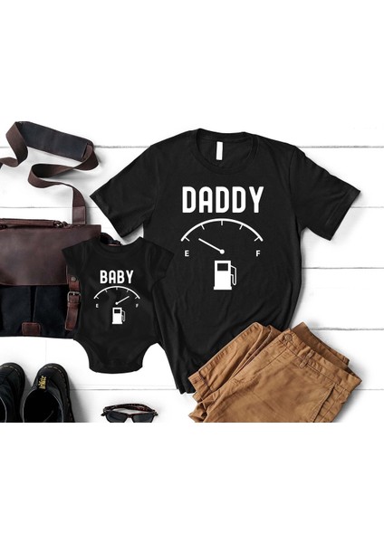 Baba Oğul Yakıt Göstergesi Zıbın Tshirt (Tek Ürün Fiyatıdır Kombin Yapmak Için 2 Adet Sepete Ekleyin