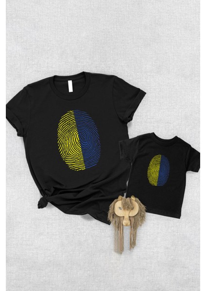 Sarı Lacivert Parmak İzi Baba Oğul Kız (TEK ÜRÜN FİYATIDIR KOMBİN YAPMAK İÇİN EN AZ 2 ADET SEPETE EKLEYİNİZ)