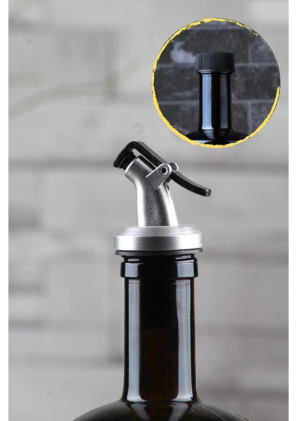 Rustik Vintage 500 ml Ayçiçek Yağı Sıvıyağ Şişesi Yağdanlık 1 Adet Gümüş Başlık Italy Design