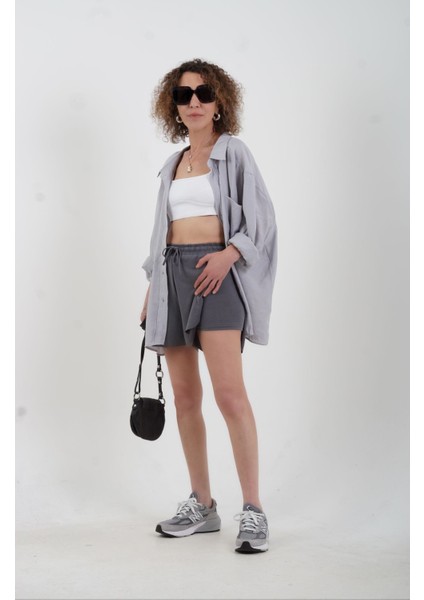 Füme Modal Içi Boxer Yırtmaçlı Şort