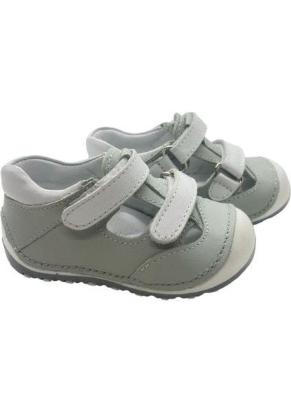 GREY/101 Deri Ilk Adım Günlük Bebek Ayakkabı