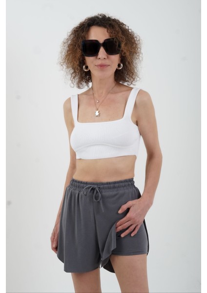 Füme Modal Içi Boxer Yırtmaçlı Şort