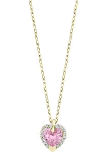 Ametist Kalp 925 Ayar Sarı Gümüş Kolye