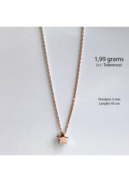 Minimalist Gümüş Yıldız Kolye Kırmızı Renk